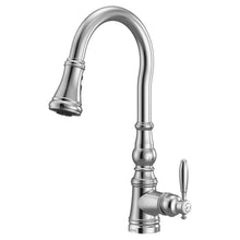 Load image into Gallery viewer, 16&quot; x 8&quot; Chrome Weymouth One-Handle Pull Down Single Handle Kitchen Faucet with Power Boost
