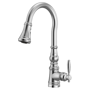 16" x 8" Chrome Weymouth One-Handle Pull Down Single Handle Kitchen Faucet with Power Boost