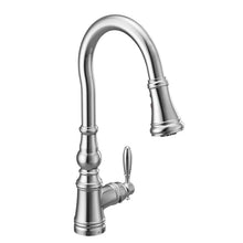 Load image into Gallery viewer, 16&quot; x 8&quot; Chrome Weymouth One-Handle Pull Down Single Handle Kitchen Faucet with Power Boost

