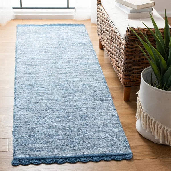 Mohnton Handmade Flatweave Cotton Area Rug in Blue 2'3