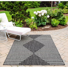 Load image into Gallery viewer, Momeni Villa Monaco Geometric Indoor / Outdoor Area Rug in Charcoal Rectangle

