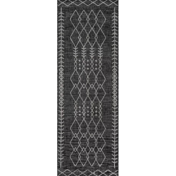 Momeni Villa Monaco Power Loom Charcoal Indoor/Outdoor Rug 2 x 10
