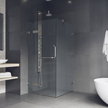 Load image into Gallery viewer, Monteray 32&quot; W x 73.38&quot; H Frameless Square Hinged Shower Enclosure MRM3370
