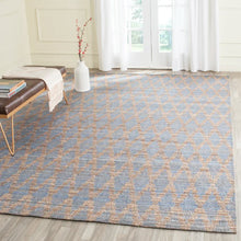 Load image into Gallery viewer, Montserrat Geometric Handmade Flatweave Area Rug in Light Blue/Gold, Rectangle 8&#39; x 10&#39;
