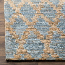 Load image into Gallery viewer, Montserrat Geometric Handmade Flatweave Area Rug in Light Blue/Gold, Rectangle 8&#39; x 10&#39;
