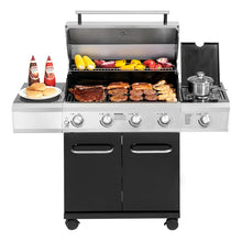 Load image into Gallery viewer, 4 - Burner Free Standing Liquid Propane 60000 BTU Gas Grill with Side Burner and Cabinet
