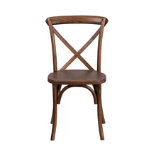 Load image into Gallery viewer, Light Brown Mortola Solid Wood Cross Back Stacking Side Chair, (Set of 2)
