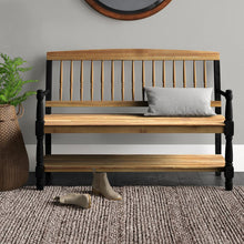 Load image into Gallery viewer, Teak/Black Morven Solid Wood Shelves Storage Bench
