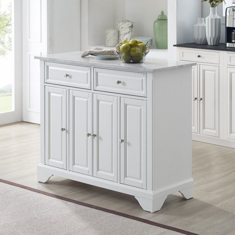 White Moser 42'' Wide Rolling Kitchen Island