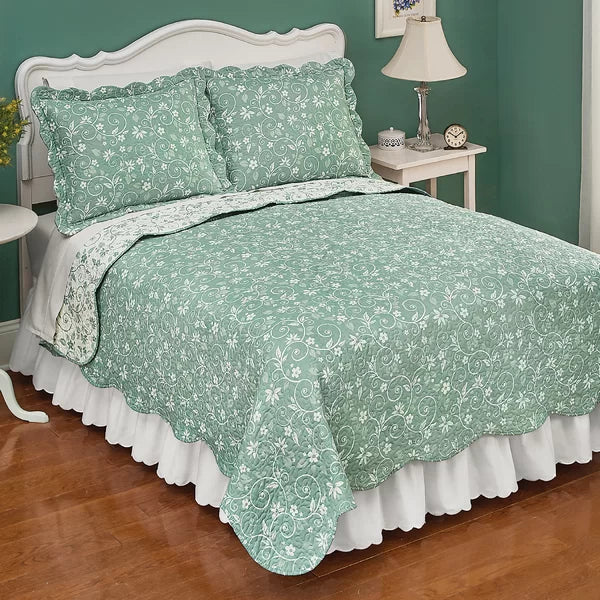 Twin Quilt Mowry Sage Microfiber Reversible Quilt