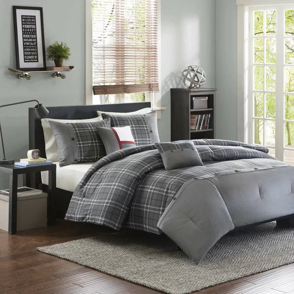 Twin/Twin XL Gray Moyer Microfiber Traditional Comforter Set