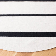 Load image into Gallery viewer, Moynihan Striped Handmade Handwoven Cotton Area Rug in Ivory/Black, Round 6&#39;
