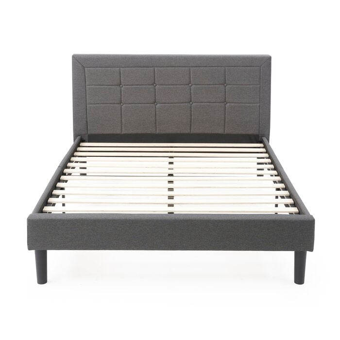 Queen Gray Mueller Tufted Upholstered Platform Bed (SB1544)