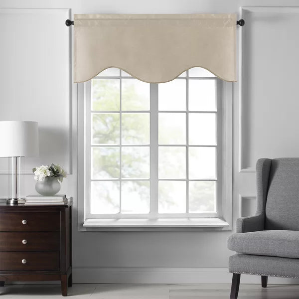 Taupe Mullan Solid Color Scalloped 50'' Window Valance
