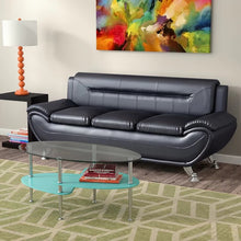Load image into Gallery viewer, Mulvey 80&quot; Wide Faux Leather Pillow Top Arm Sofa Black
