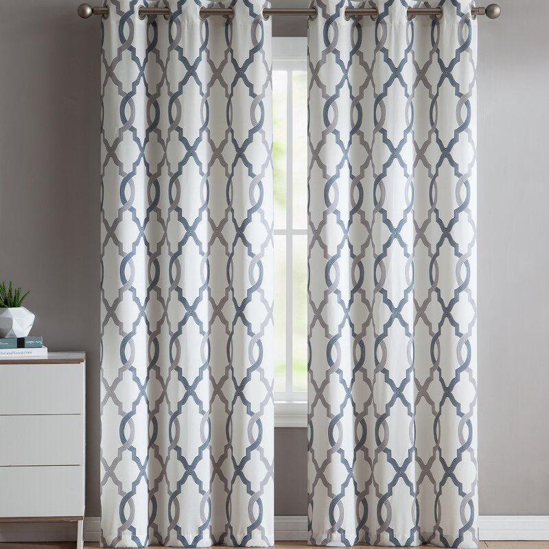 Musgrove Geometric Semi-Sheer Grommet Curtain Panels (Set of 2) GL615