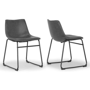 Upholstered Dining Chair - Dark Brown Upholstery Black Metal Legs (Set of Two in One Box) #9874