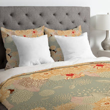 Load image into Gallery viewer, Queen Beige/Green Mysliwiec Floral Duvet Cover GL1039

