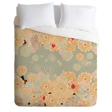 Load image into Gallery viewer, Queen Beige/Green Mysliwiec Floral Duvet Cover GL1039
