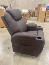 Load image into Gallery viewer, Lacoo Power Lift Recliner with Massage and Heat, Brown Faux Leather **AS IS**
