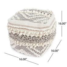 Load image into Gallery viewer, Nadel 16&#39;&#39; Wide Square Geometric Pouf Ottoman OG398
