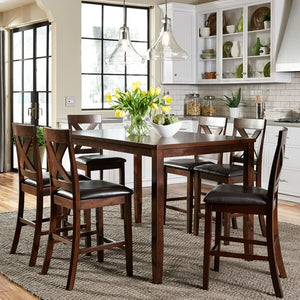 Nadine 7 Piece Dining Set Brown AS IS