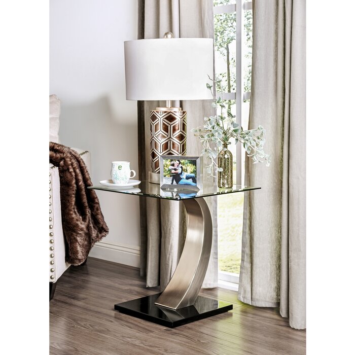 Natalia Tall Glass C Table End Table - 2 Boxes