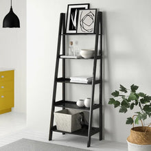 Load image into Gallery viewer, Black Natrona 72.5&#39;&#39; H x 25.25&#39;&#39; W Solid Wood Ladder Bookcase
