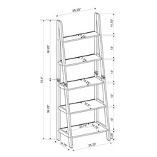 Load image into Gallery viewer, Black Natrona 72.5&#39;&#39; H x 25.25&#39;&#39; W Solid Wood Ladder Bookcase
