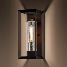 Load image into Gallery viewer, Needham Dark Bronze 17&#39;&#39; H Seeded Glass Outdoor Flush Mount
