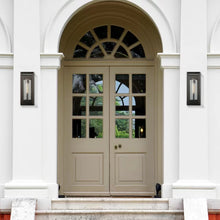 Load image into Gallery viewer, Needham Dark Bronze 17&#39;&#39; H Seeded Glass Outdoor Flush Mount
