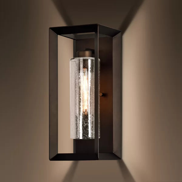 Needham Dark Bronze 17'' H Seeded Glass Outdoor Flush Mount
