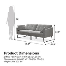 Load image into Gallery viewer, Neely Twin 78.5&#39;&#39; Wide Velvet Split Back Convertible Sofa
