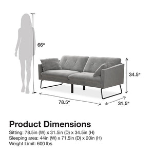 Neely Twin 78.5'' Wide Velvet Split Back Convertible Sofa