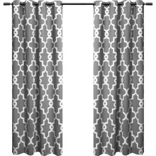 Load image into Gallery viewer, Neida Ironwork Sateen Woven Geometric Room Darkening Thermal Grommet Curtain Panels (Set of 2) GL1669
