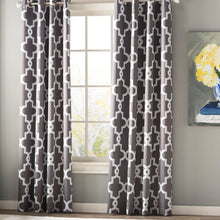 Load image into Gallery viewer, Neida Ironwork Sateen Woven Geometric Room Darkening Thermal Grommet Curtain Panels (Set of 2) GL1669
