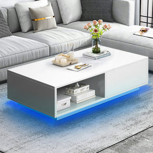21"D x 33.46"W x 12"H Nelliston LED Coffee Table with Drawer