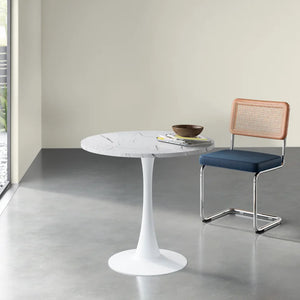 Marble White Nettey 31.5'' Iron Pedestal Dining Table