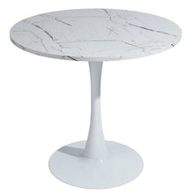 Load image into Gallery viewer, Marble White Nettey 31.5&#39;&#39; Iron Pedestal Dining Table
