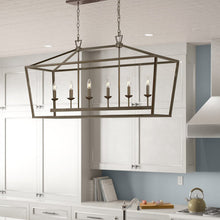 Load image into Gallery viewer, Antique Silver Leaf Neuhaus 6 - Light Dimmable Kitchen Island Geometric Chandelier
