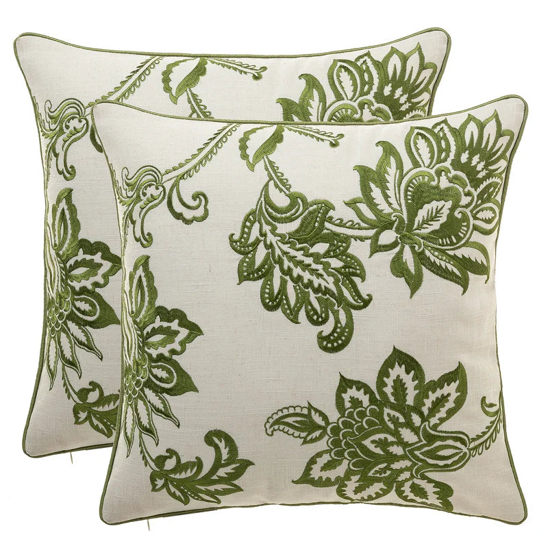 SET OF 2 Moss Neva Floral 20'' Throw Pillow Cover