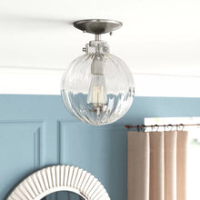 Load image into Gallery viewer, Nevarez 1 - Light 8&quot; Simple Globe Semi Flush Mount Brushed Nickel #1996HW
