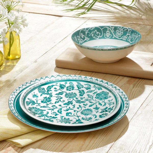 New Dynasty 12 Piece Melamine Dinnerware Set, Service for 4