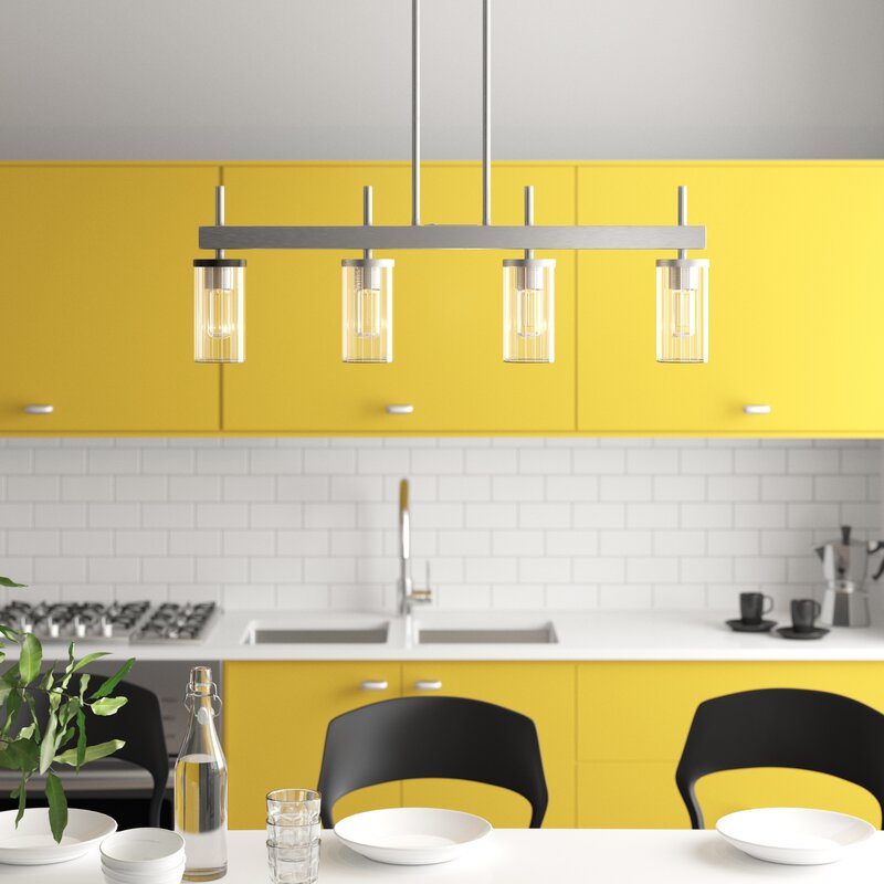 Matte Black New Fairfield 4 - Light Kitchen Island Linear Pendant 2515AH