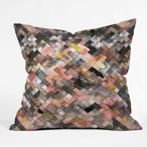 16" x 16" Gray/Pink Ninola Design Moody Geometry Throw Pillow