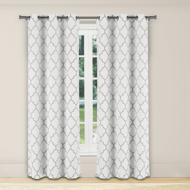 Noreen Geometric Room Darkening Thermal Grommet Curtain Panels (Set of 2) 272DC