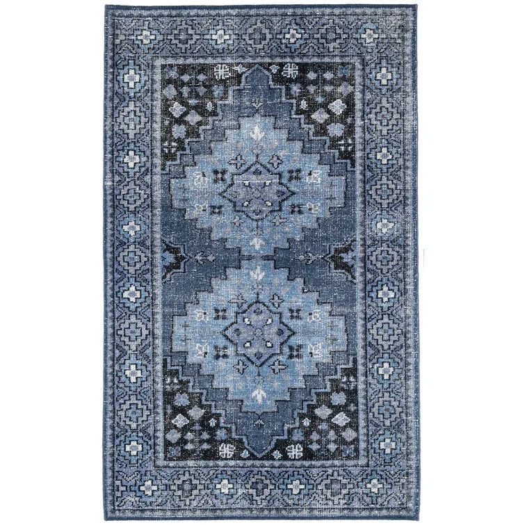 Nuclassic Abstract Hand-Knotted Area Rug in Blue, Rectangle 5' x 8'
