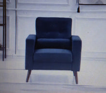 Load image into Gallery viewer, NAVY Linen Stationary Tufted Back Chair
