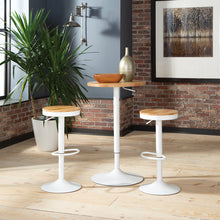 Load image into Gallery viewer, Adjustable White Metal Stool with Natural Wood Set of 2, 2051
