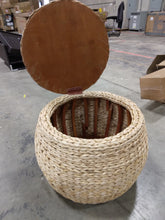 Load image into Gallery viewer, Woven Storage Ottoman Natural - Threshold™ designed with Studio McGee 24&quot; x 24&quot; x 15&quot;
